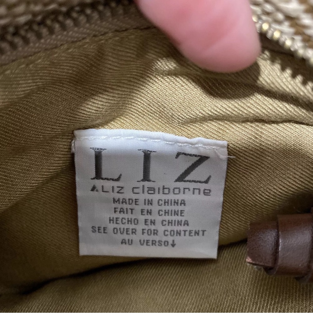 LIZ CLAIBORNE Beige And Brown Rattan Crossbody Bag Purse Shoulder Bag - Picture 4 of 11